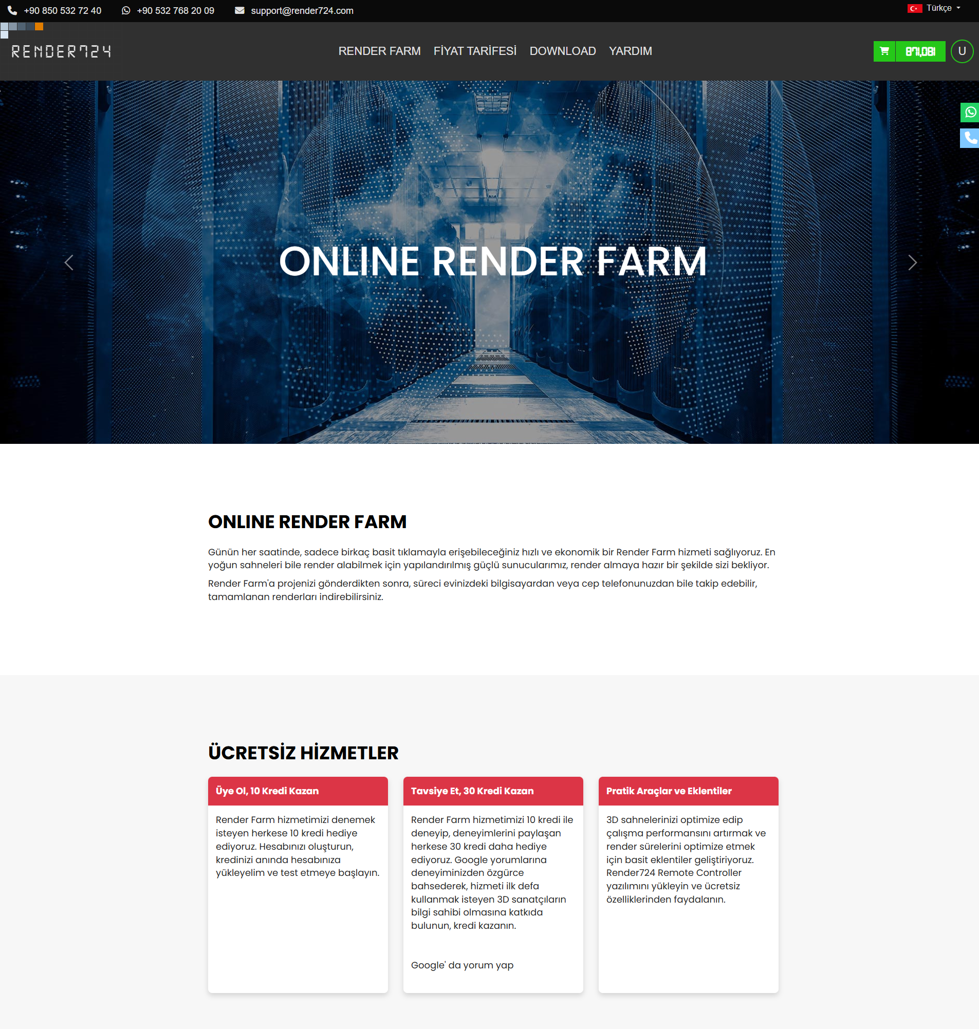 Render724 Web Tabanlı Sunucu Entegre Render Yönetimi